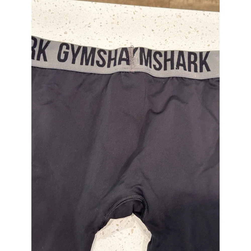 Gymshark Womens Black Training Leggings B1A2T Size Large Logo Waistband Active